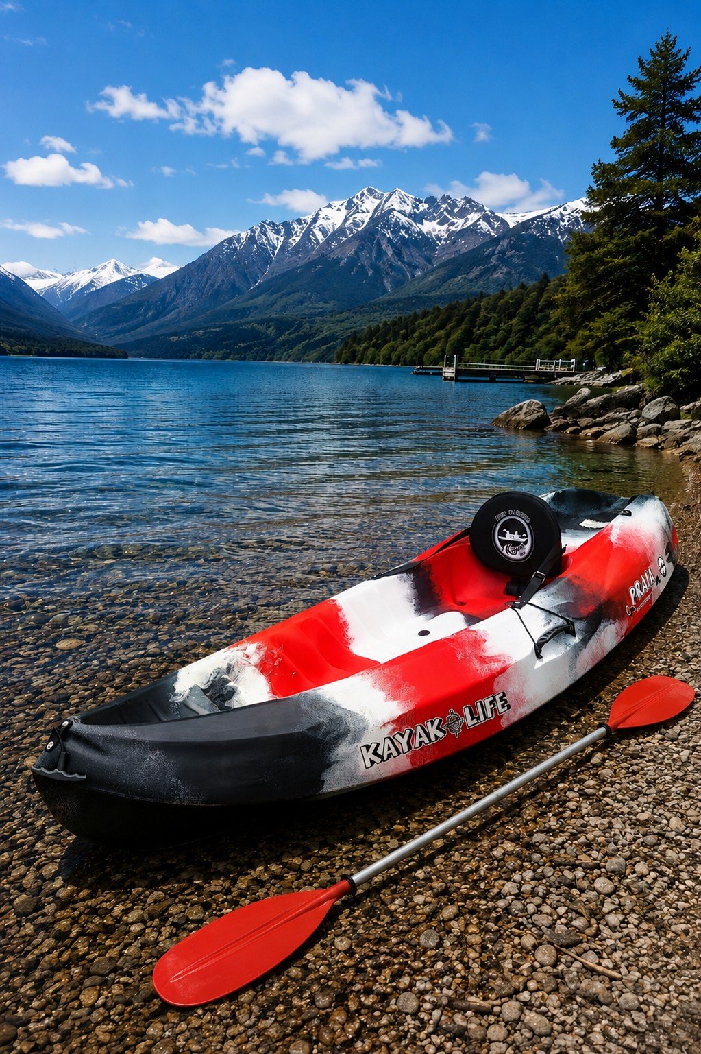 Kayak Praia navegando en un lago del sur